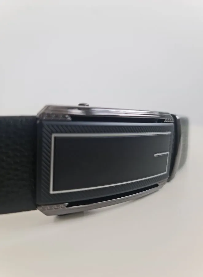 Premium Black Leather Strap Belt with Pin Buckle