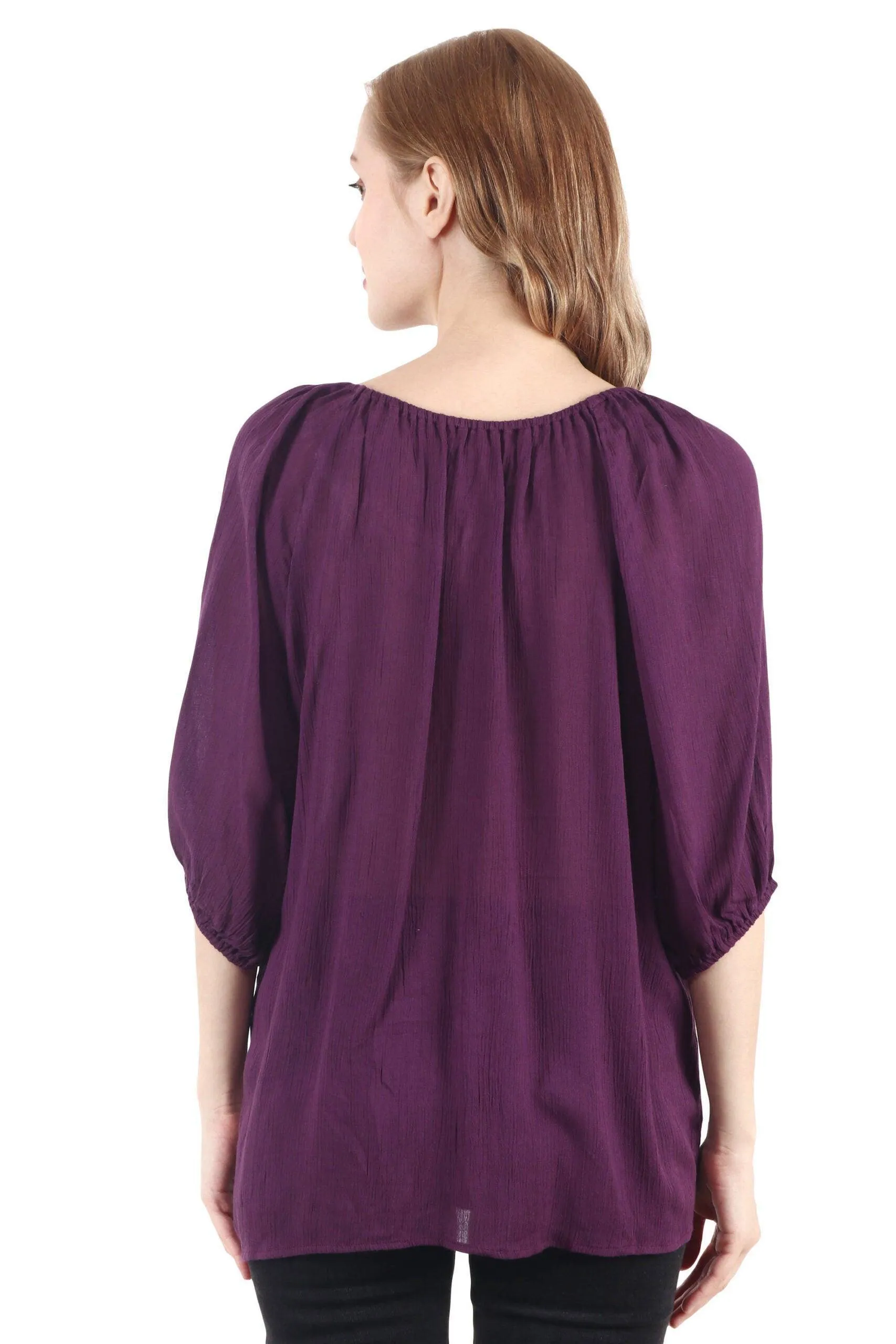 Purple Solid Off Shoulder Top