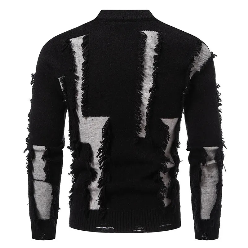 Ripped Patchwork Raw Edge Sweater