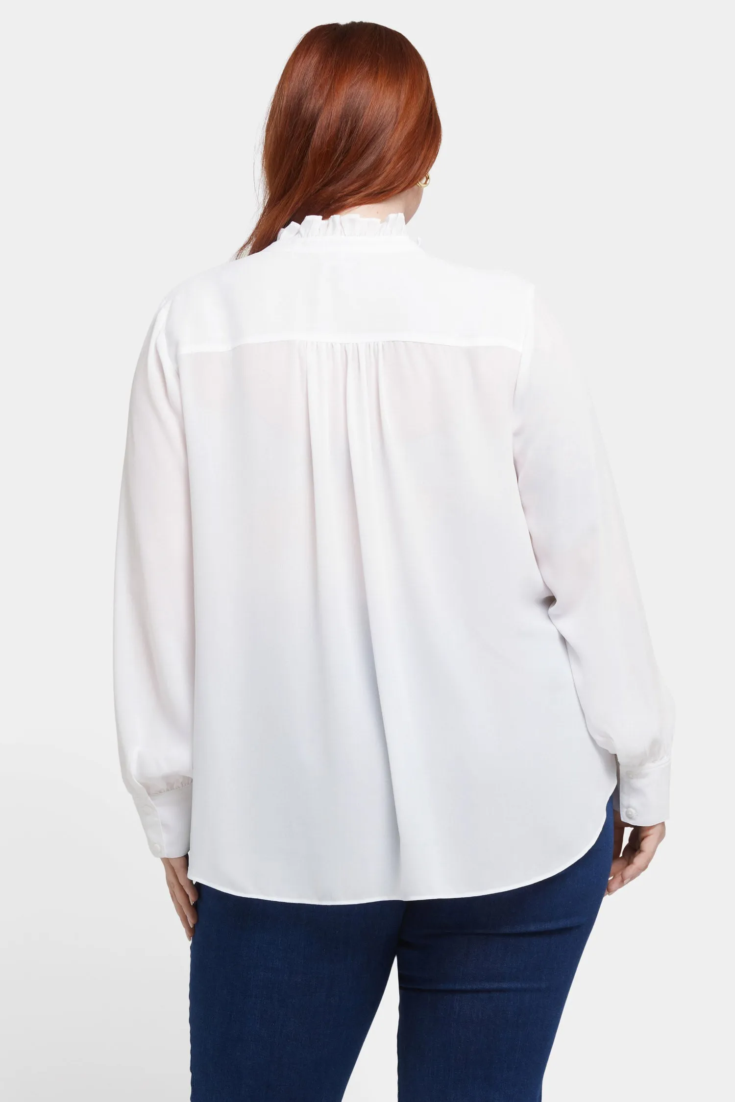 Ruffle Neck Blouse In Plus Size - Optic White