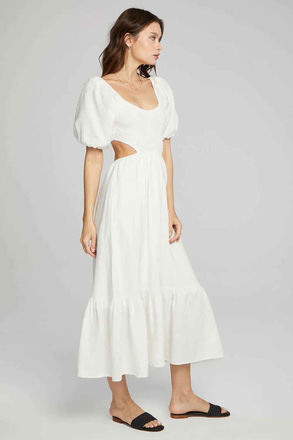 SAL Caralee Midi Dress Ivory with Cutouts