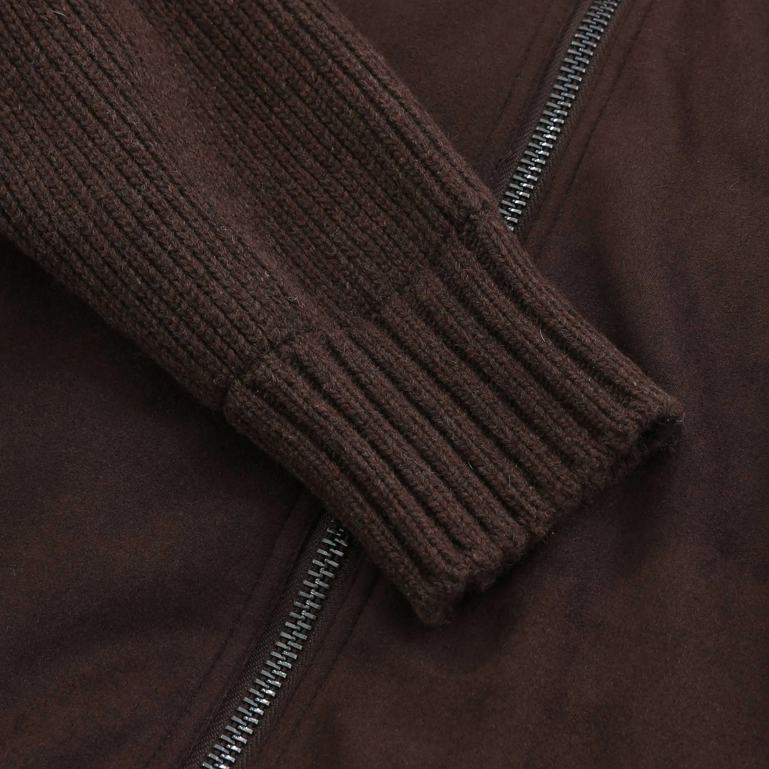 Seinse Faux Suede Zip Knit Jacket in Moro Brown