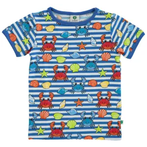 Short sleeve t-shirt- crabs, brilliant blue