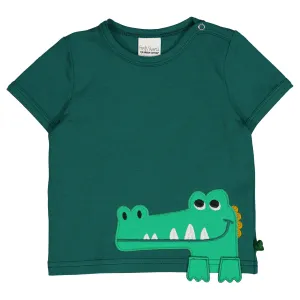 Short sleeve top- crocodile appliqué