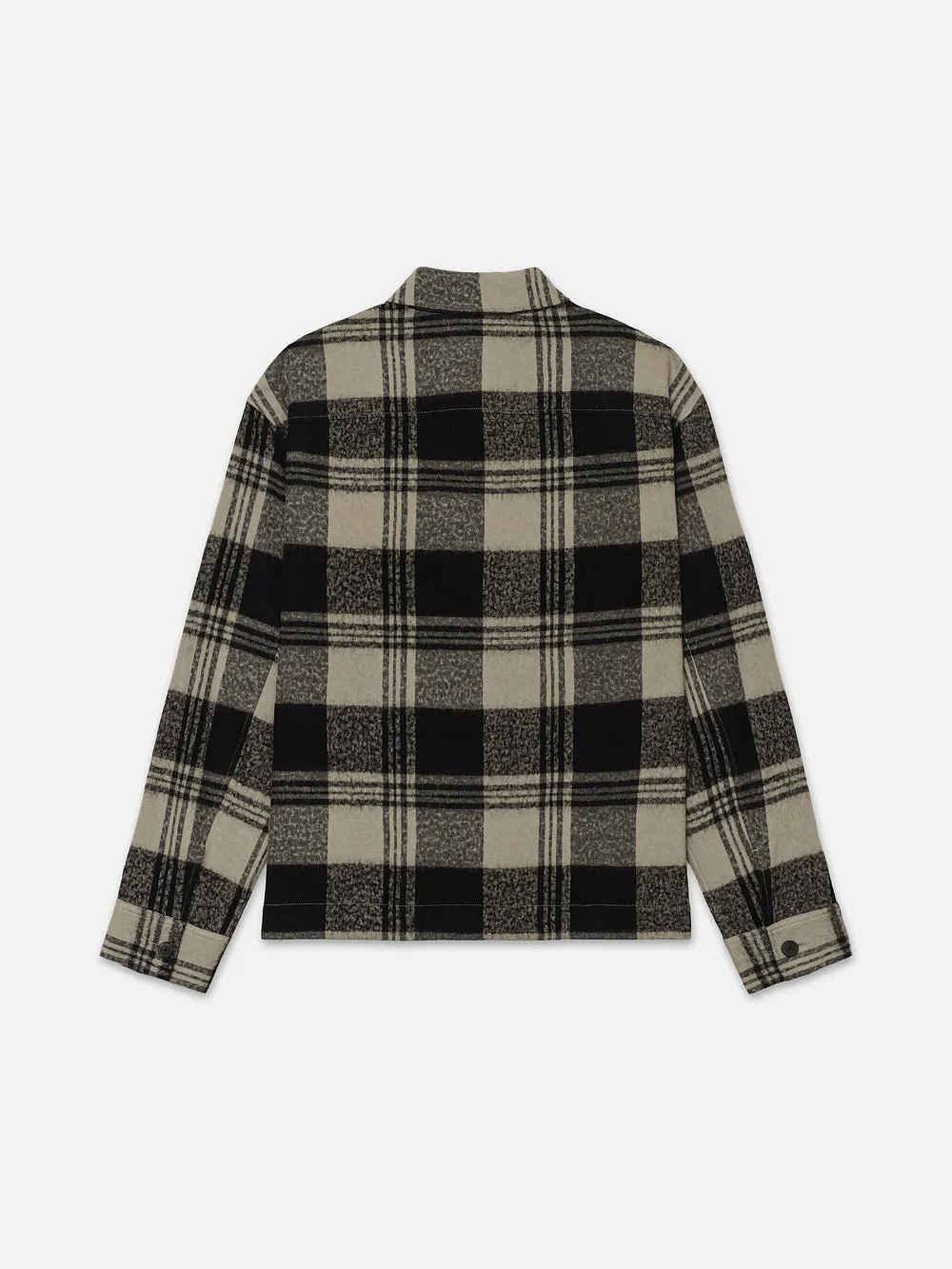 Spring Plaid Zip Shirt Jacket -- Smoke Beige/Noir