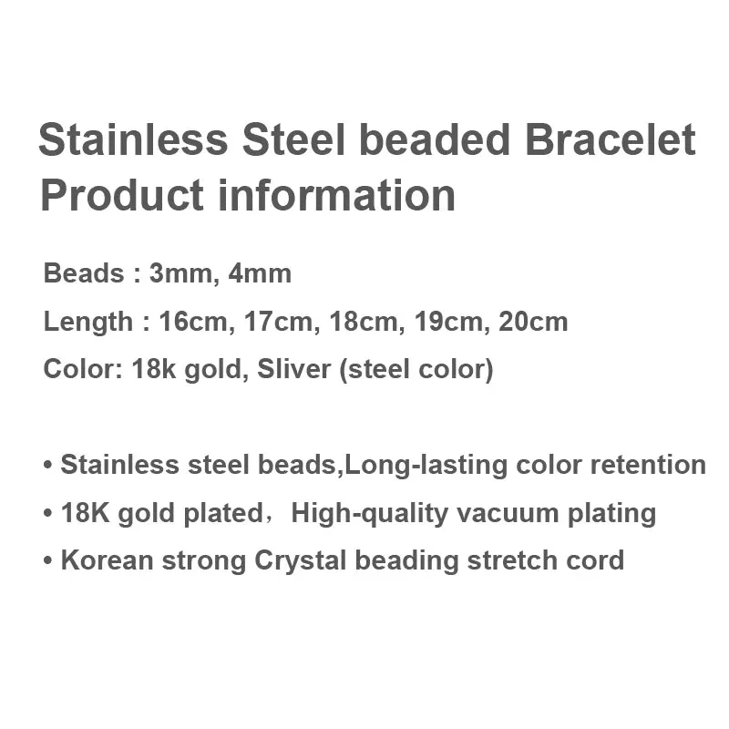 Stainless Steel 3MM 4MM Ball Beads Cuff for Women Men Gold Silver Color Bracelets Charms Metal Statement Jewelry