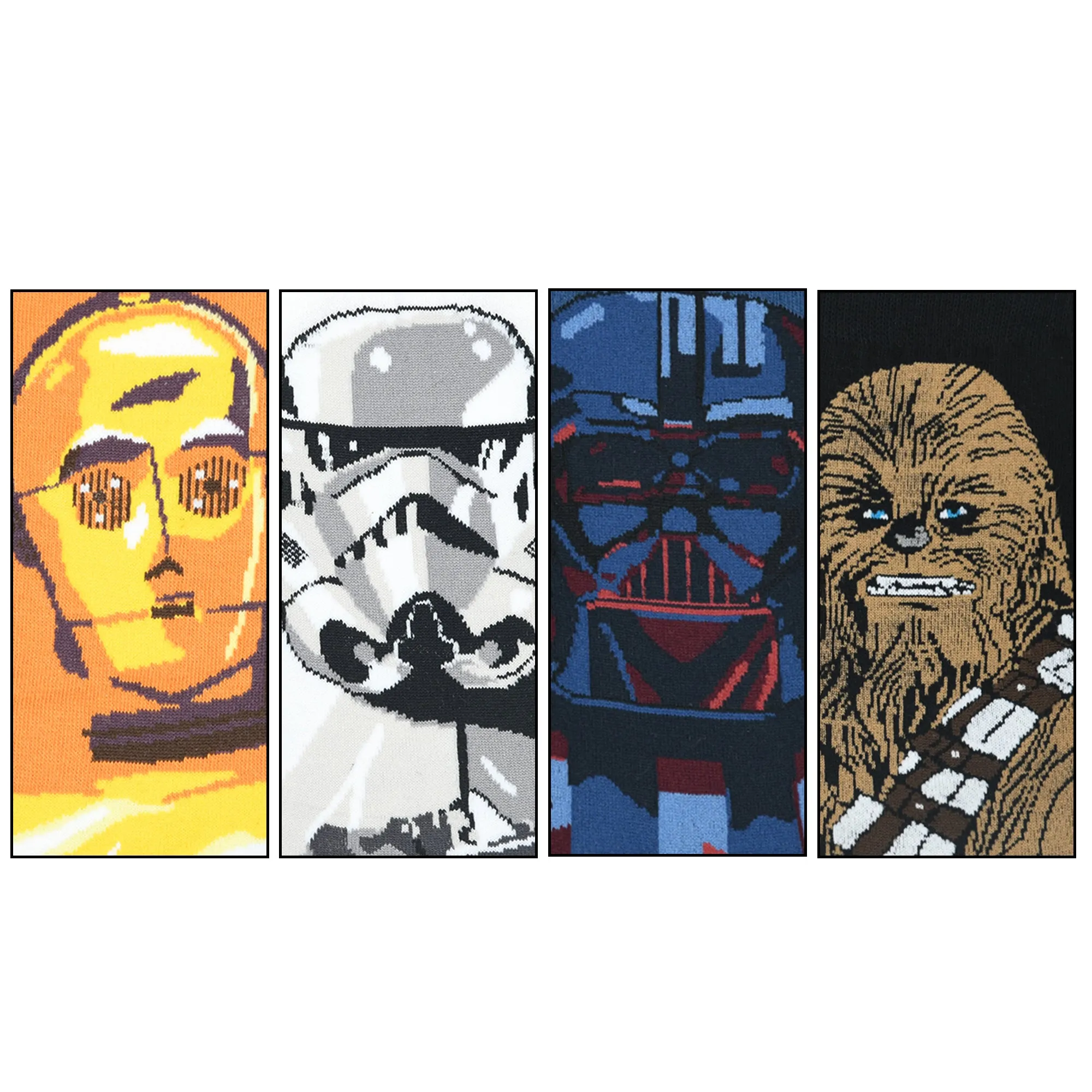 STAR WARS Gift Pack For Men - Chewbacca, C-3PO, Darth Vader & Clone Trooper -Characters Crew Socks (Multicolored)(Pack of 4 Pairs/1U)