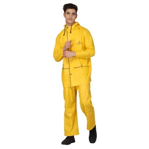 THE CLOWNFISH Oceanic Men's Waterproof PVC Raincoat with Hood and Reflector Logo at Back for Night Travelling. Set of Top and Bottom (Dark Brown, XL)