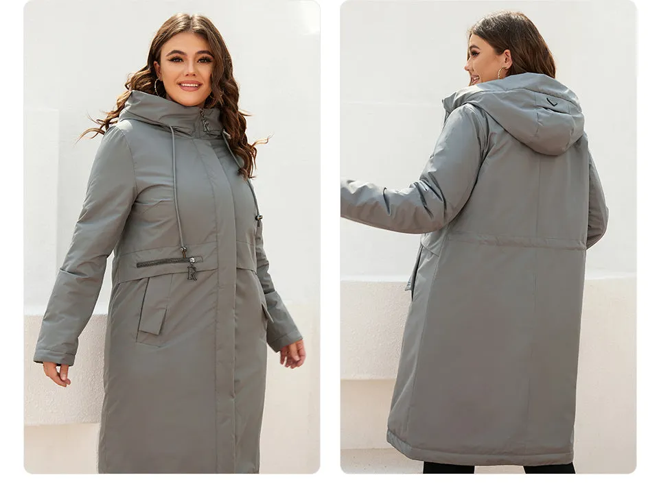 Windproof Warm Thin Cotton Woman's Parka Coat