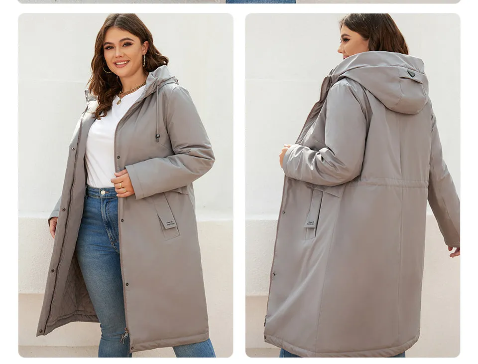 Windproof Warm Thin Cotton Woman's Parka Coat