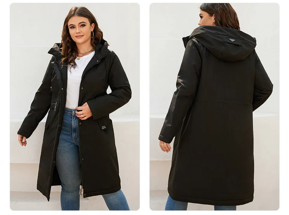 Windproof Warm Thin Cotton Woman's Parka Coat