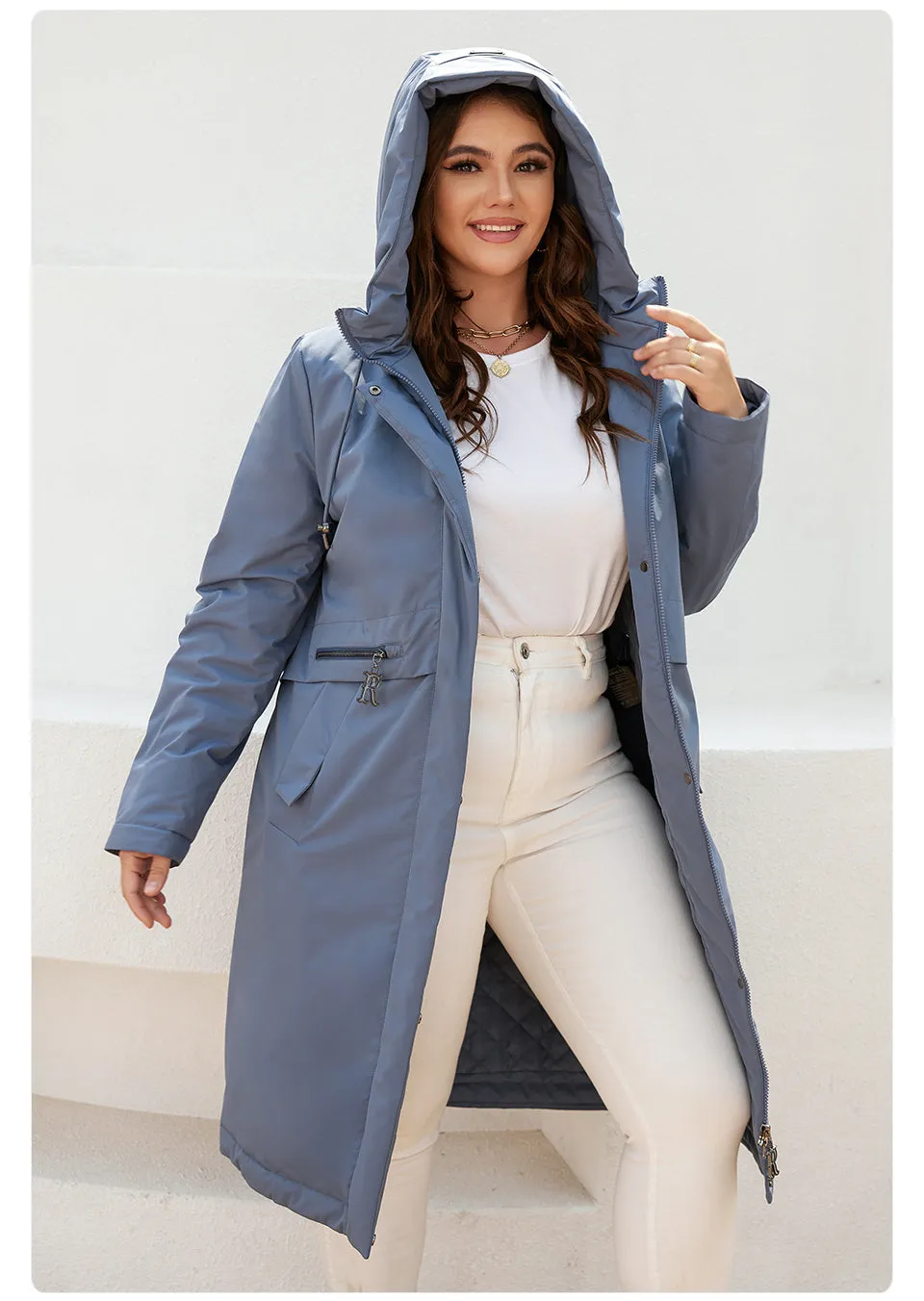 Windproof Warm Thin Cotton Woman's Parka Coat