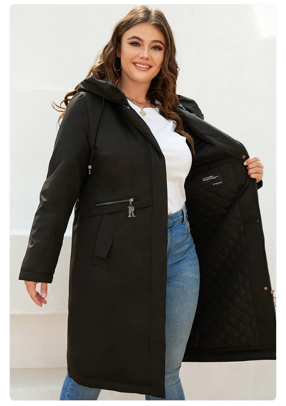 Windproof Warm Thin Cotton Woman's Parka Coat