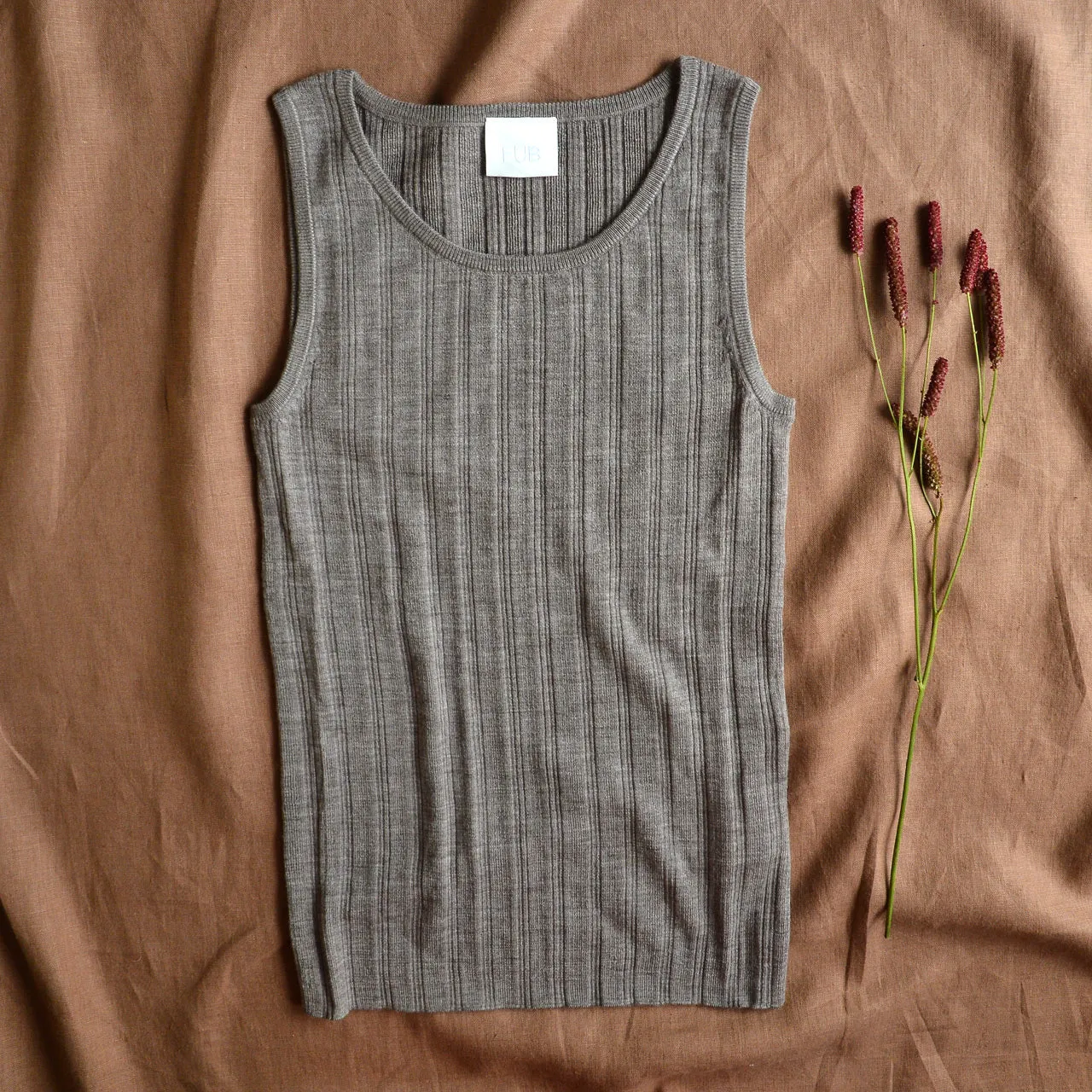 Women's Merino Rib Camisole - Beige Melange AW23 (S) *Last One!