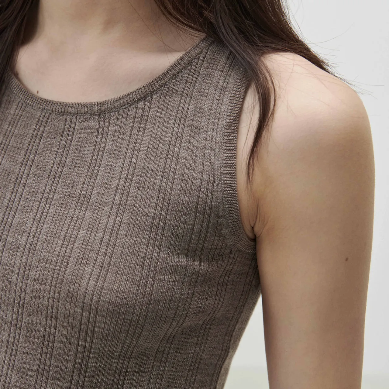 Women's Merino Rib Camisole - Beige Melange AW23 (S) *Last One!