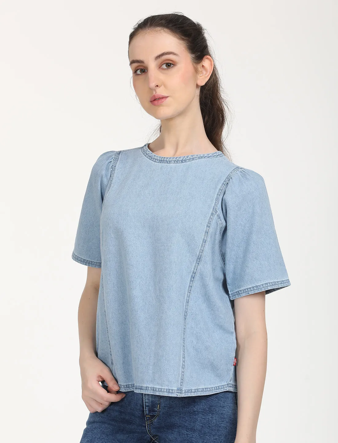 Women's Solid Blue Top