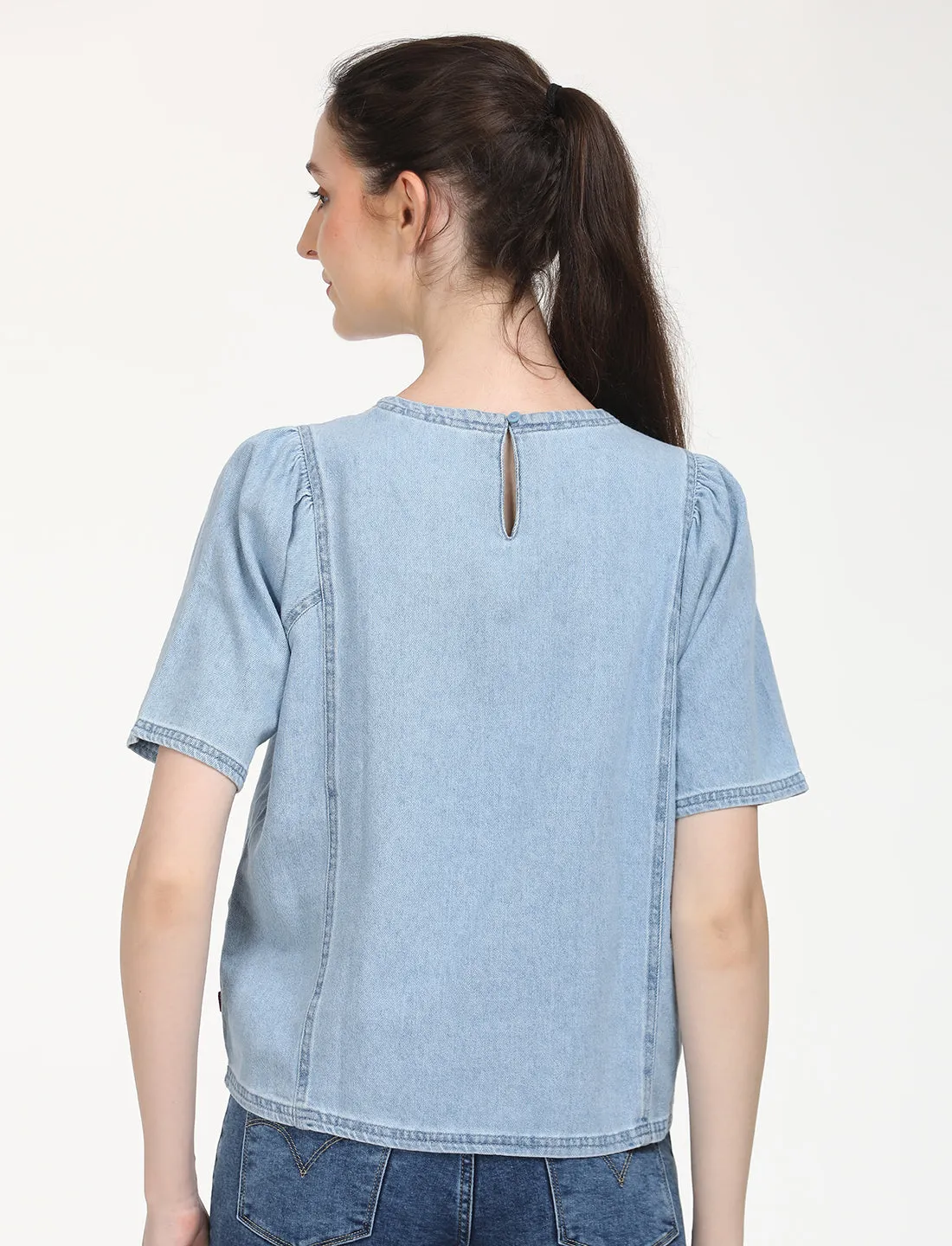 Women's Solid Blue Top