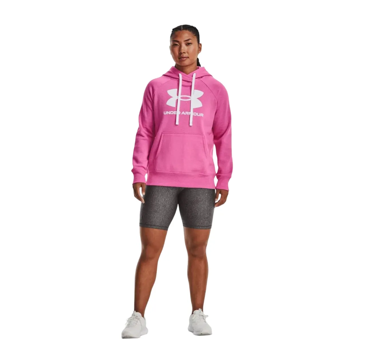 Womens Under Armour Rival Fleece Logo Pink Edge Hoodie