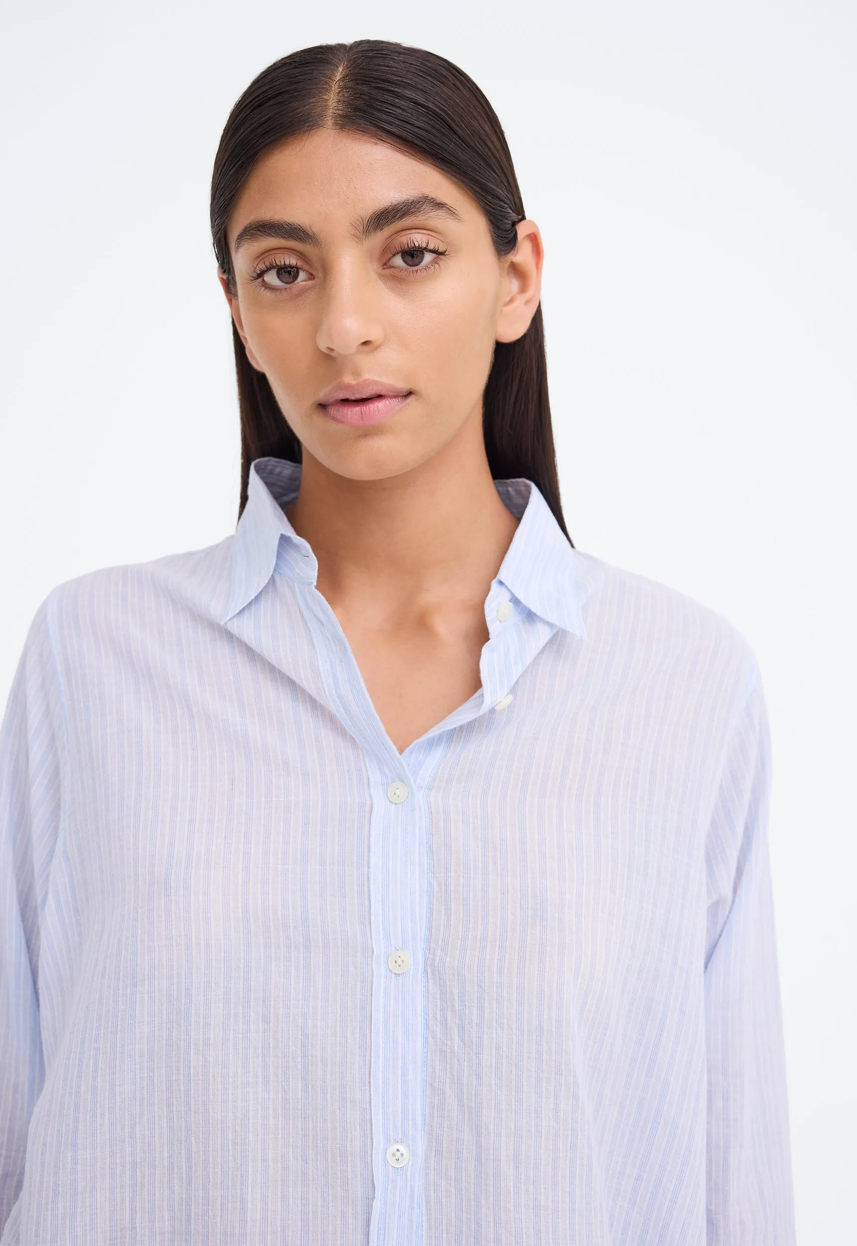 Yeats Shirt - Multi Stripe in Mid Blue